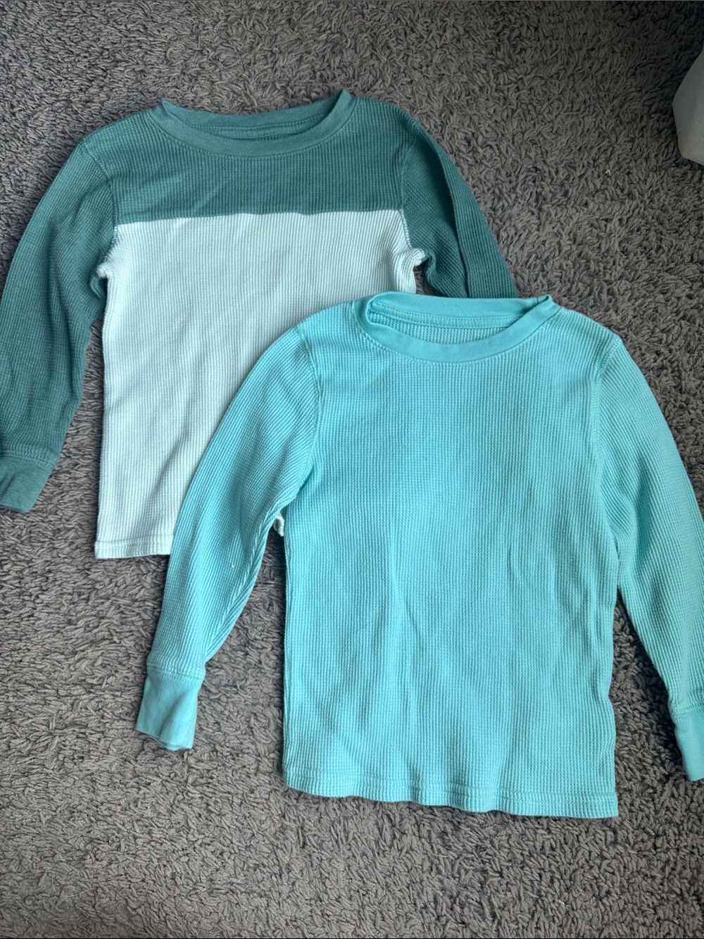 Cat & Jack Long-Sleeve Thermal Tops in Teal & Aqua